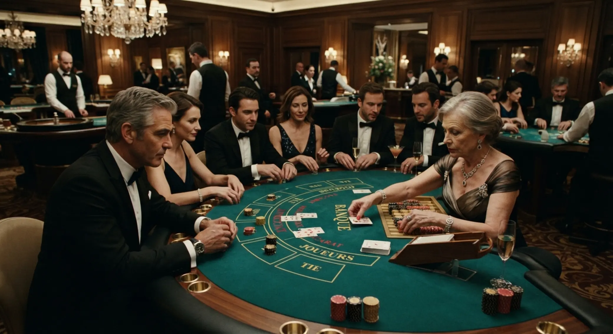 Elegáns földi kaszinó baccarat asztal több játékossal