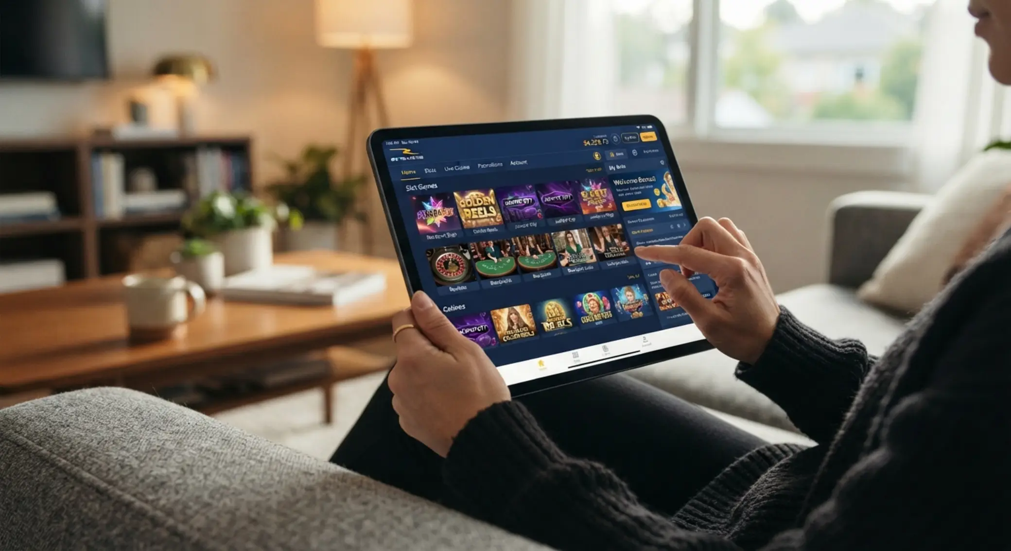 Játékos mobilon használ online kaszinó felületet