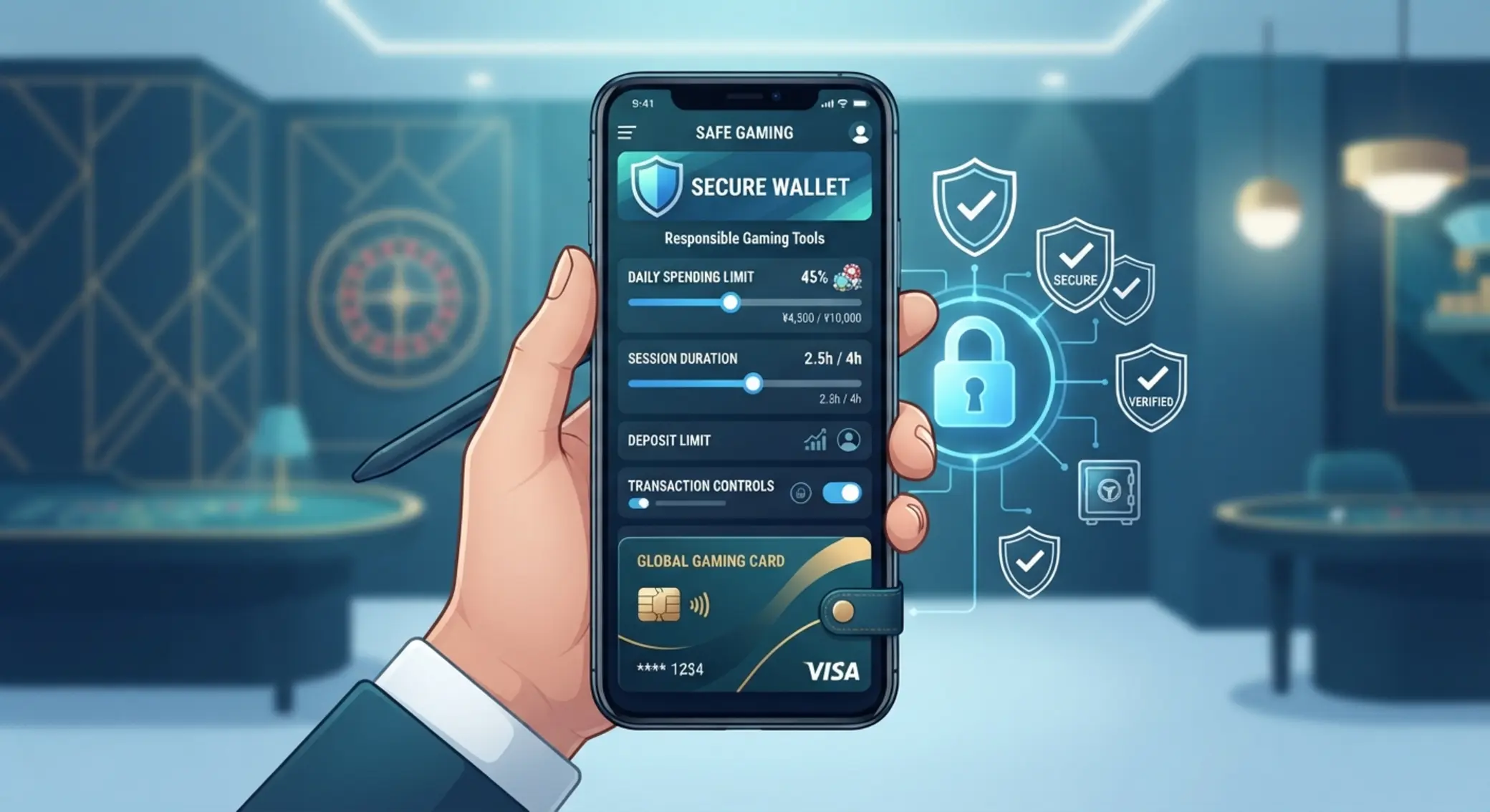 Revolut biztonság és felelős játék illusztráció