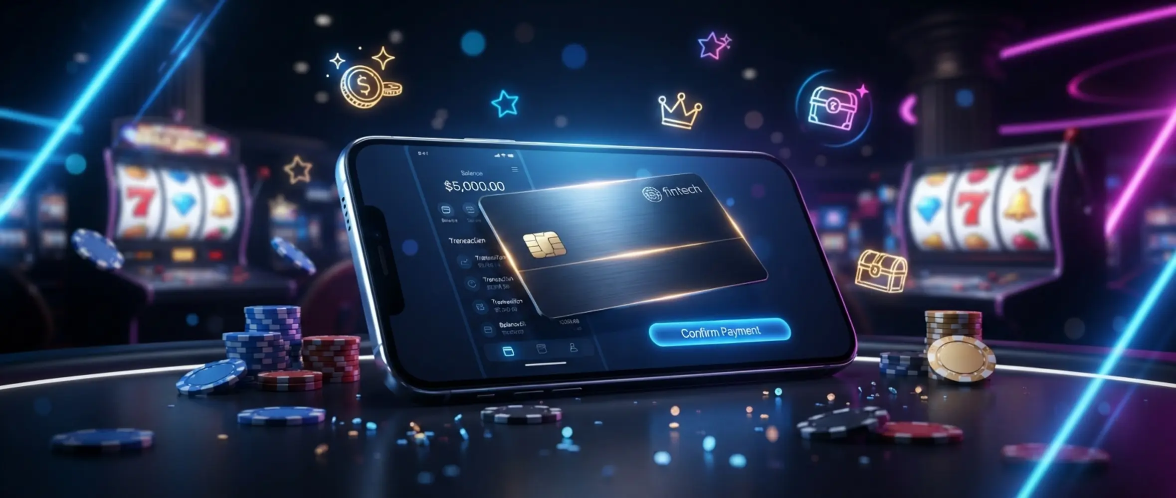 Revolut kaszinó bónusz témájú banner telefonnal és kaszinó elemekkel