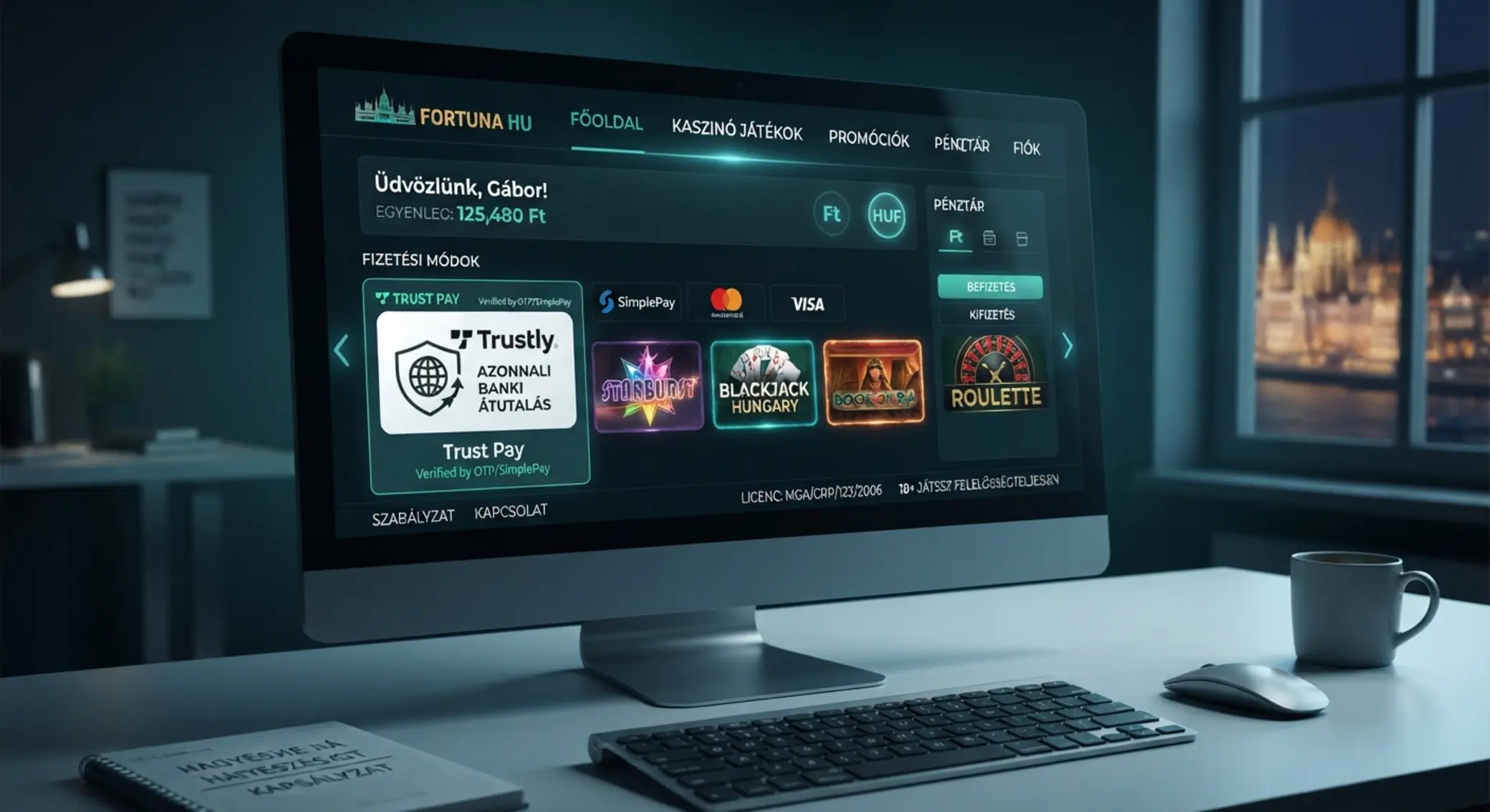 Magyar online kaszin&oacute; fel&uuml;let Trustly fizet&eacute;si lehetős&eacute;ggel